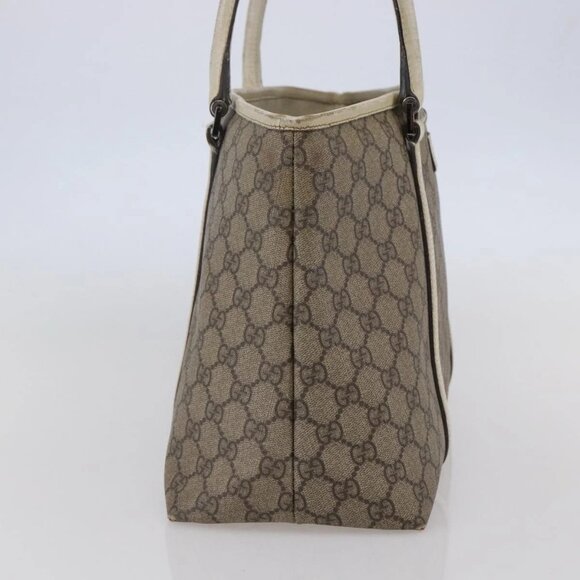 GUCCI GG Supreme Tote Bag PVC Beige Silver 114595 Auth 142526 - Picture 5 of 15